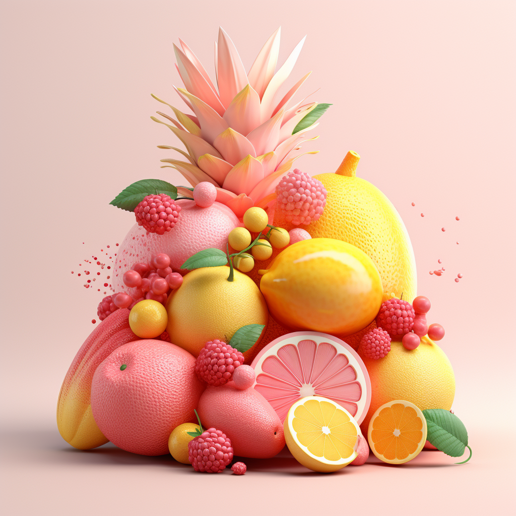 3d modeled fruit made with midjourney
