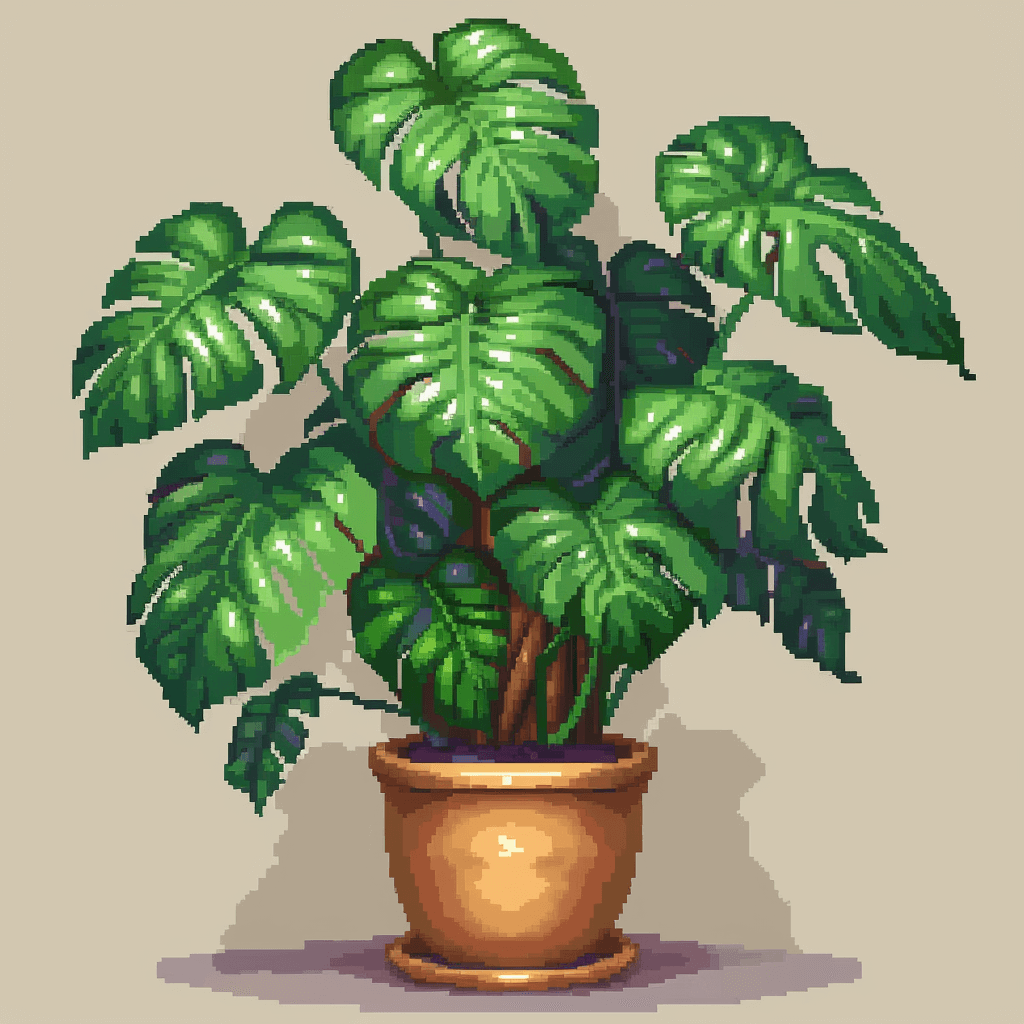 Monstera Pflanze im 16 Pixel Kunststil