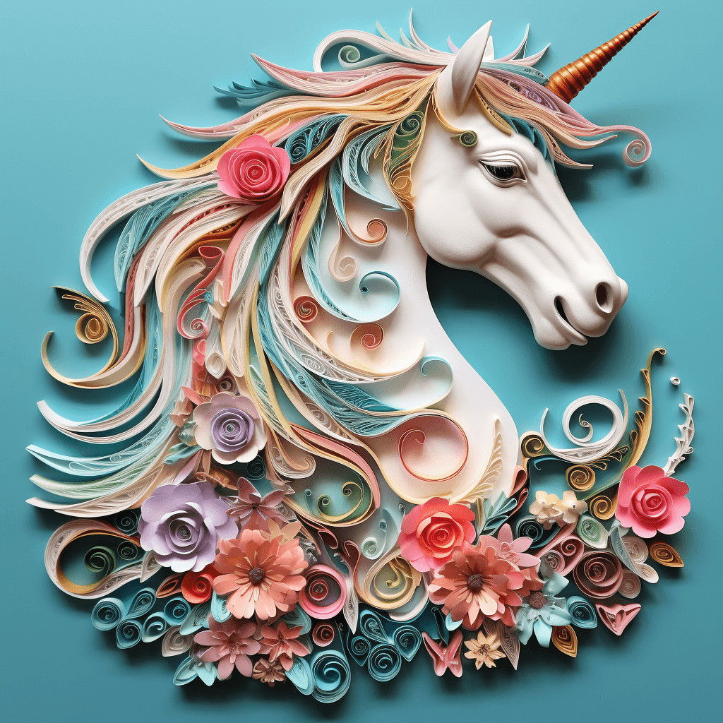 Einhorn im Papierquilling Stil