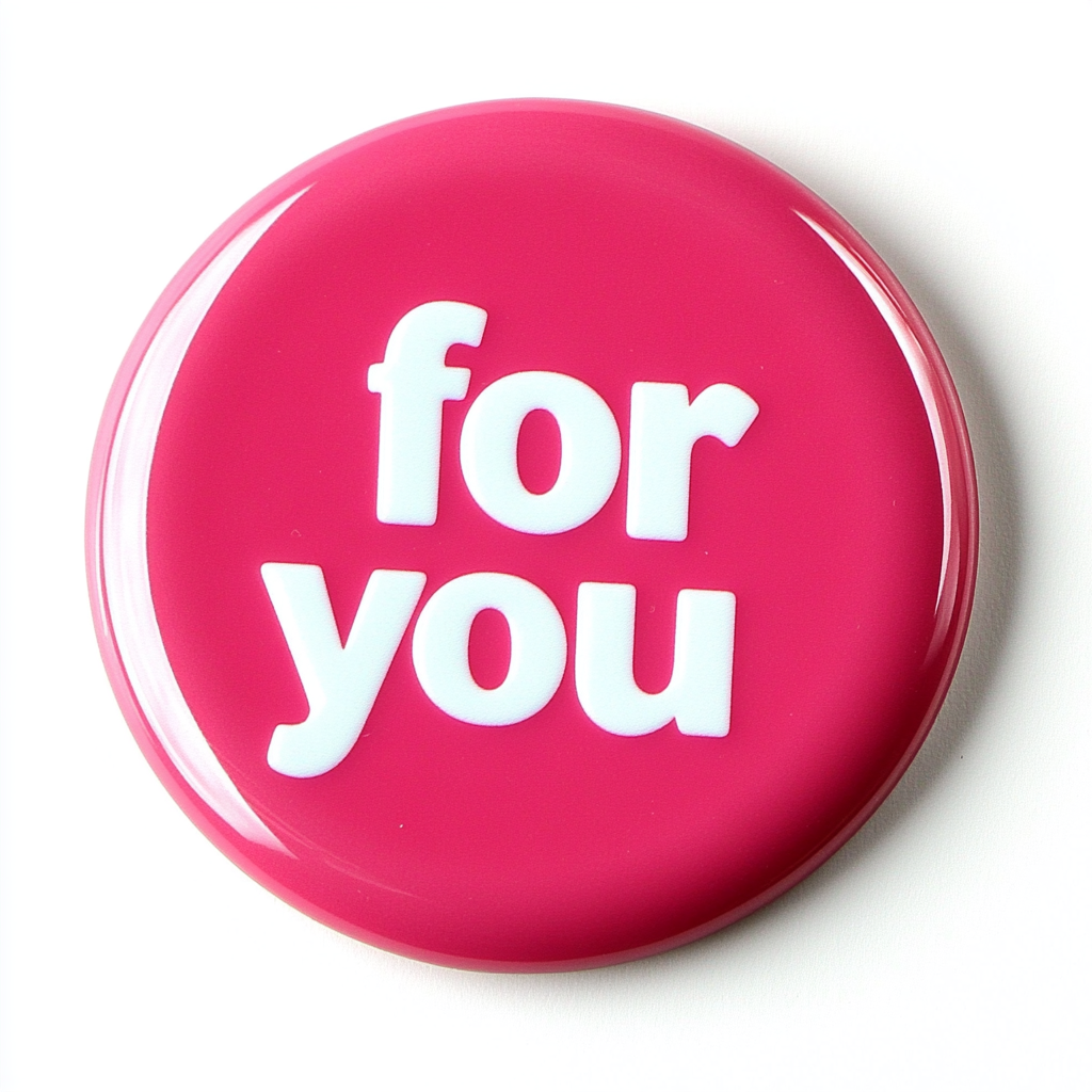 Pinker Button mit Text "for you"