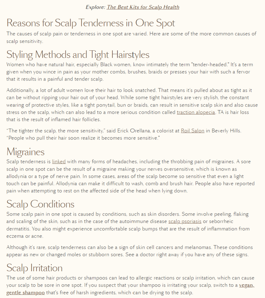 Screenshots des Blogartikels "Scalp Tender" von Vegamour