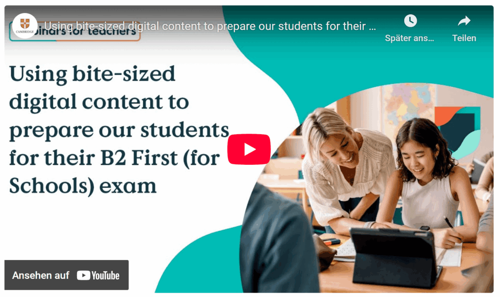 Screenshot eines Webinars von Cambridge English