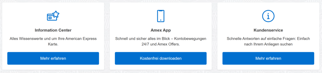 Icons auf der Website von American Express